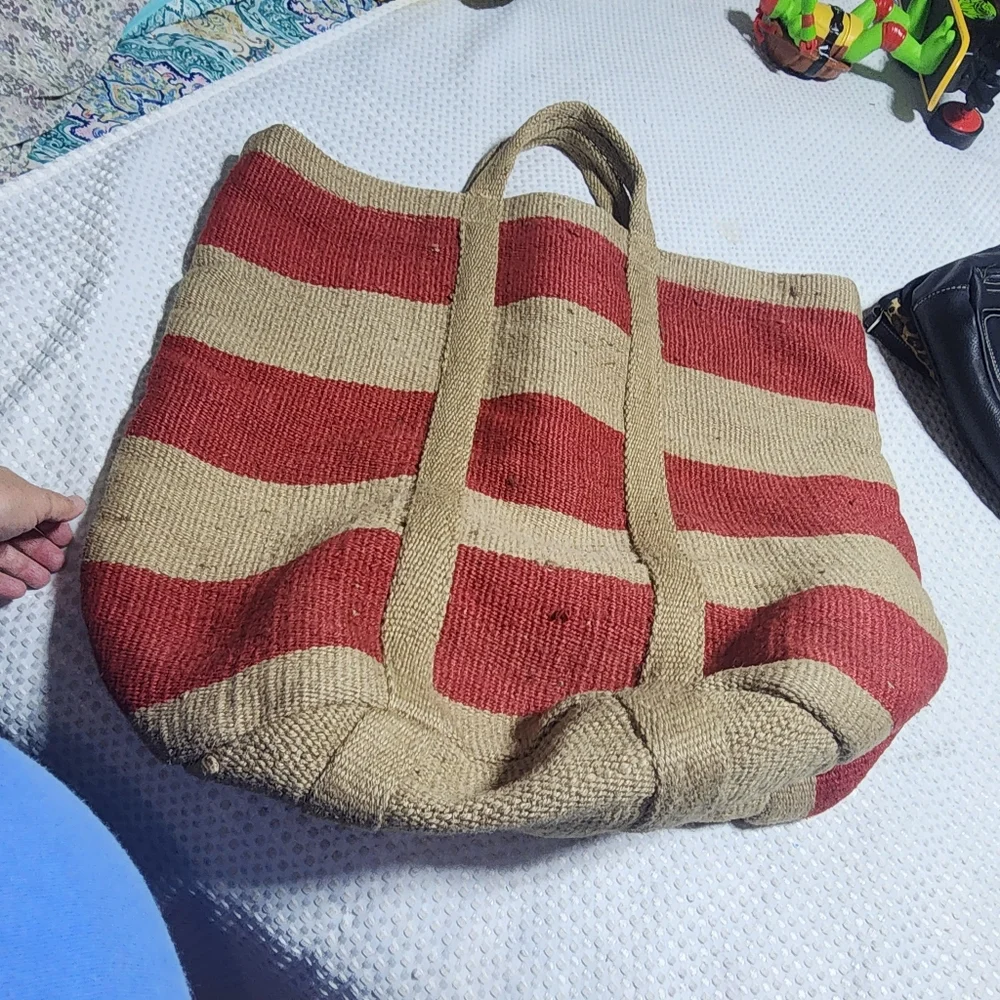 NUKU EUC XXL JUTE HEMP STORAGE LAUNDRY CLOTHING TOY ETC TOTE